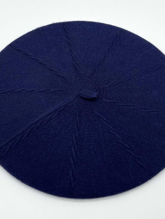Women\'s French Style Double Layer Warm and Soft Knitted Beanie Hat Navy Blue main image 4